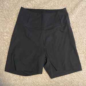 Girlfriend Collective Black High-Rise Run Rib shorts